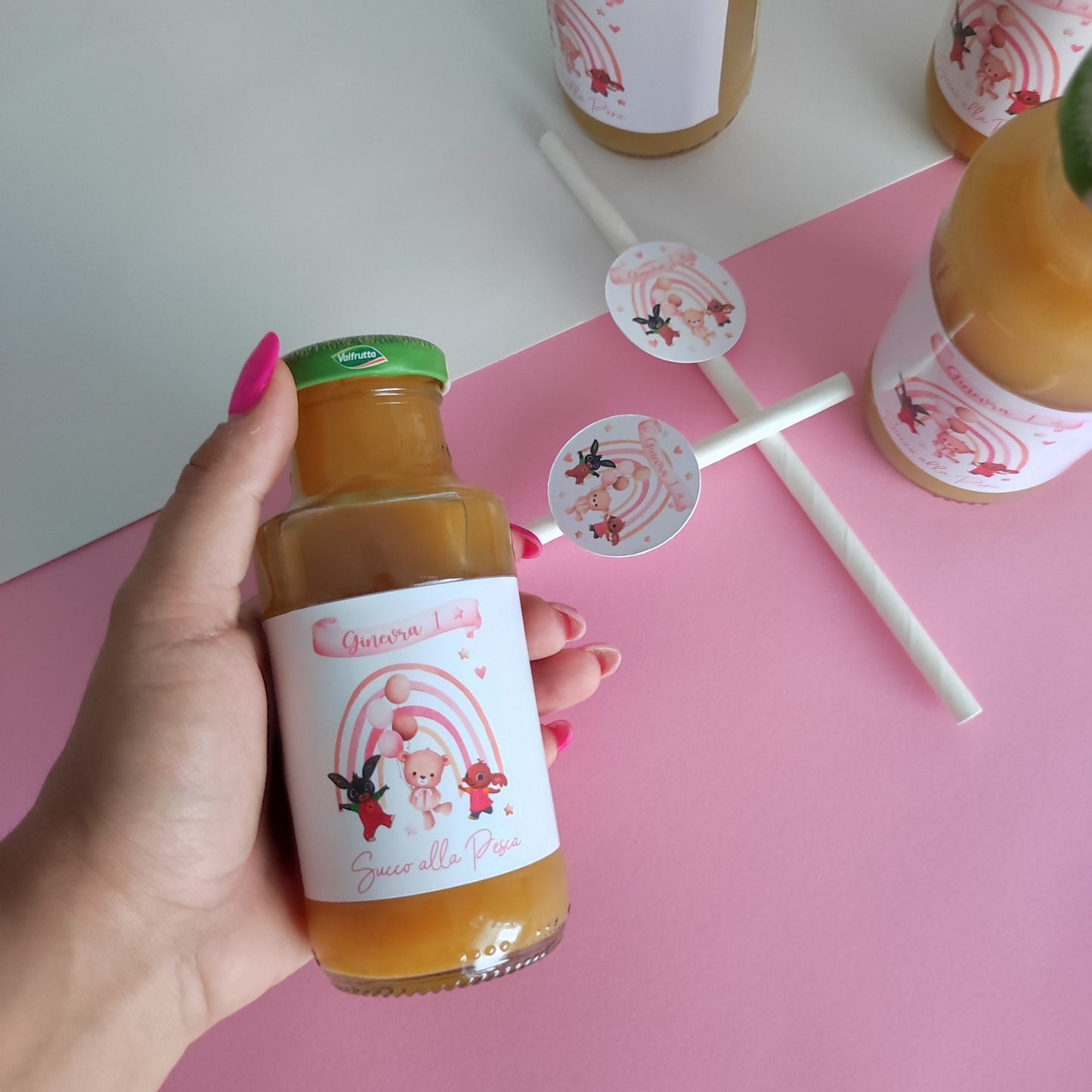 Etichette bottigliette succo di frutta