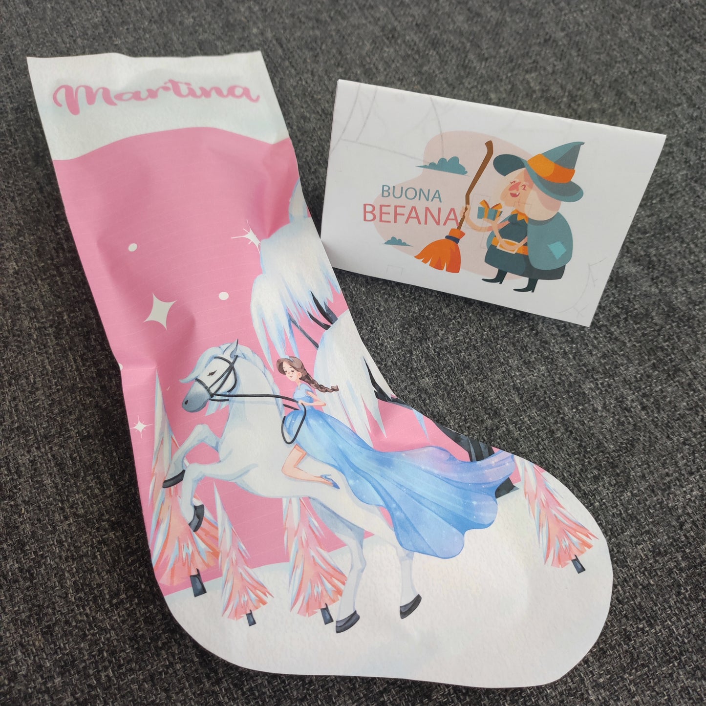 Mini calza della befana in carta personalizzata