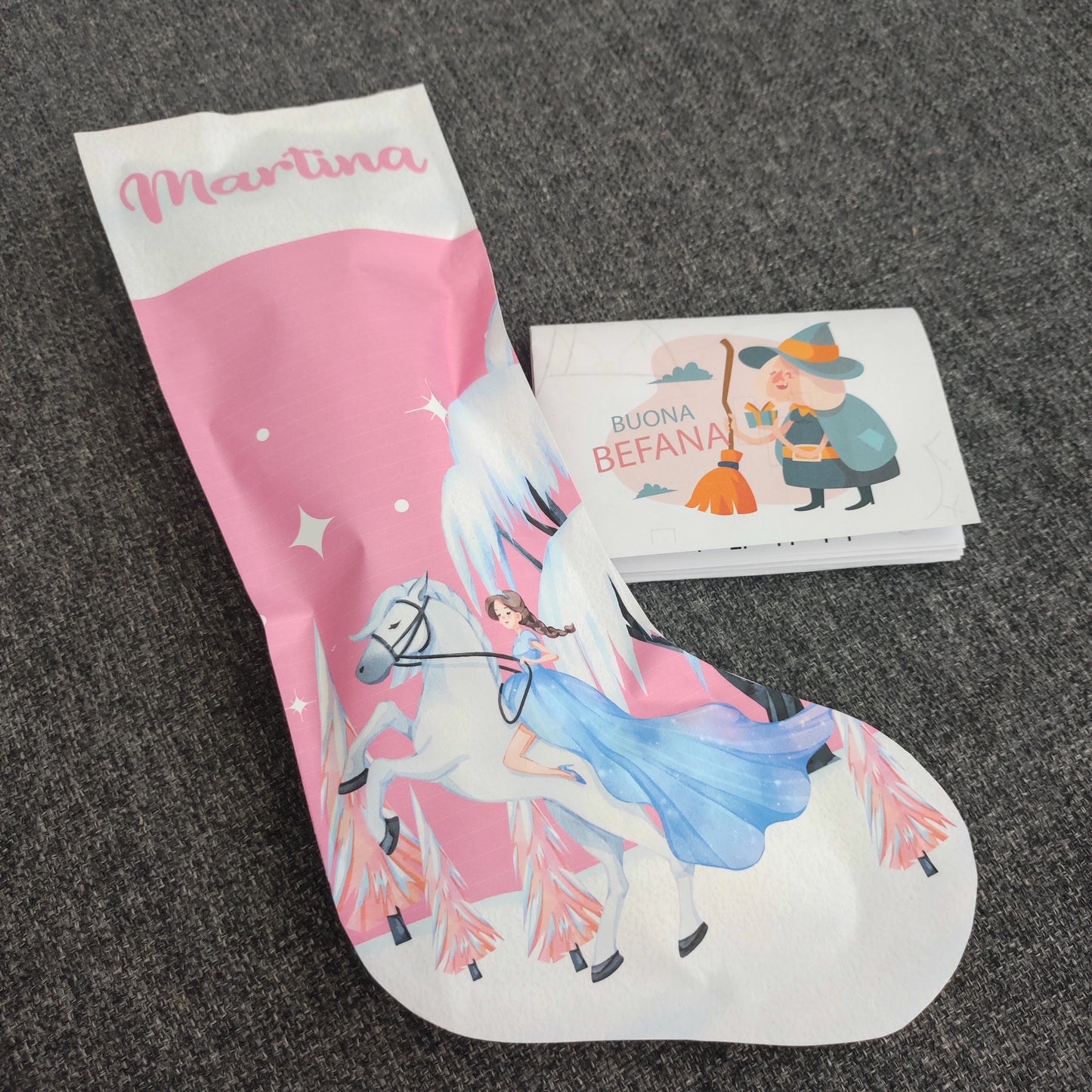 Mini calza della befana in carta personalizzata
