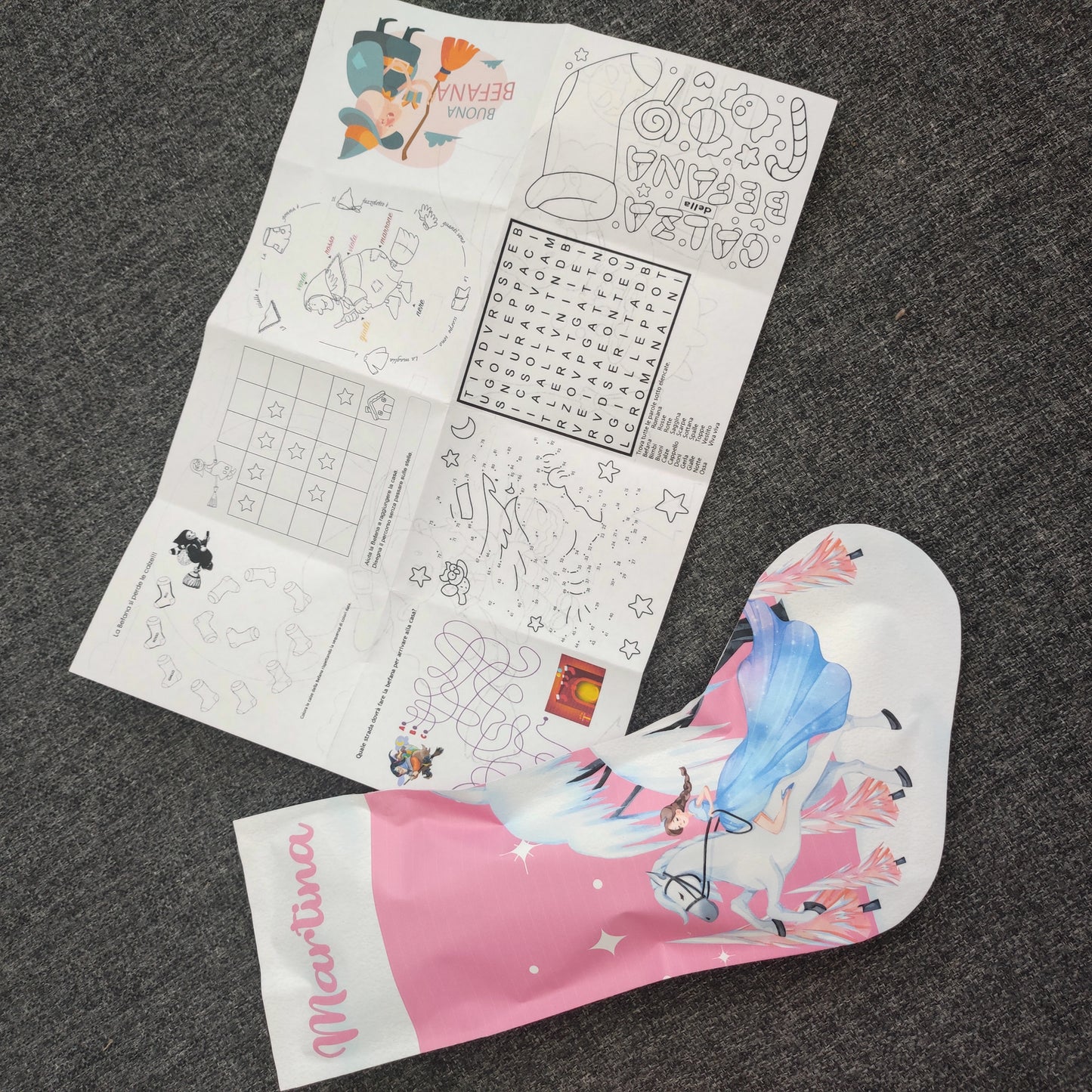 Mini calza della befana in carta personalizzata