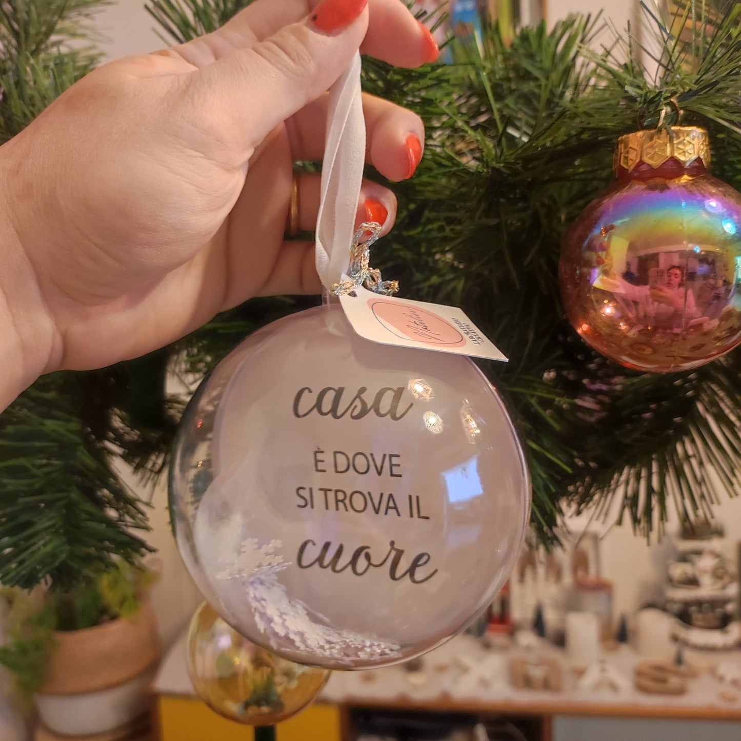 Pallina di natale in plexiglass con foto o disegno