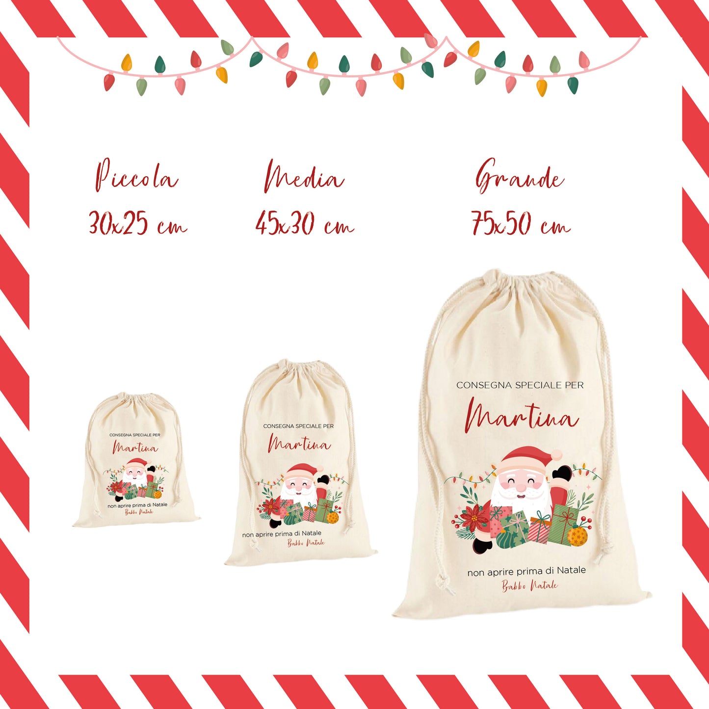 Sacca di Babbo Natale personalizzata