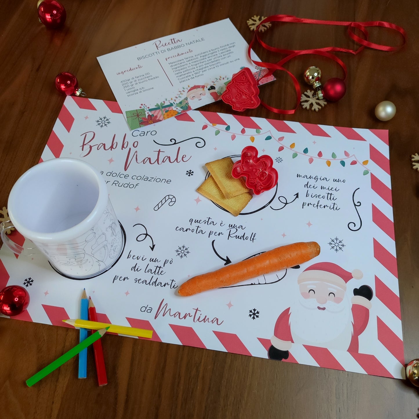 Tovaglietta in carta con tazza da colorare di Babbo Natale