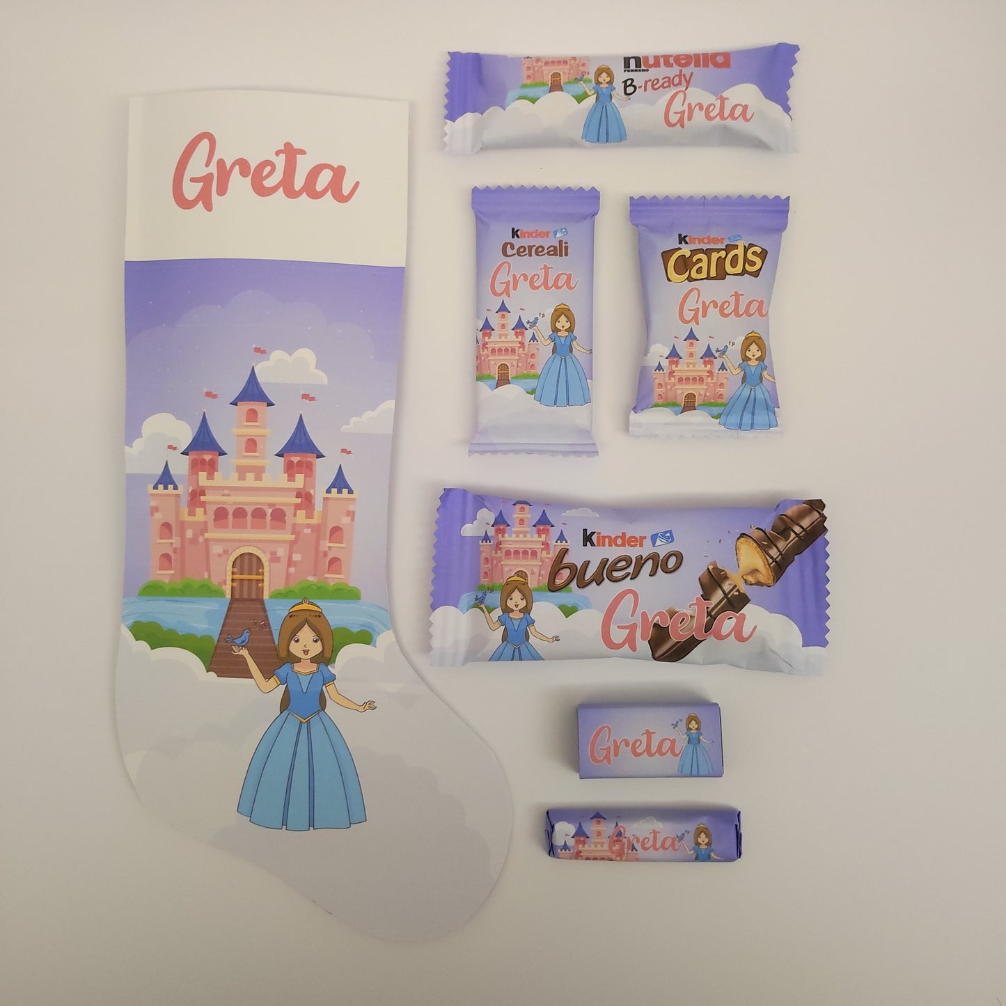 Calza della befana in carta con snack personalizzati