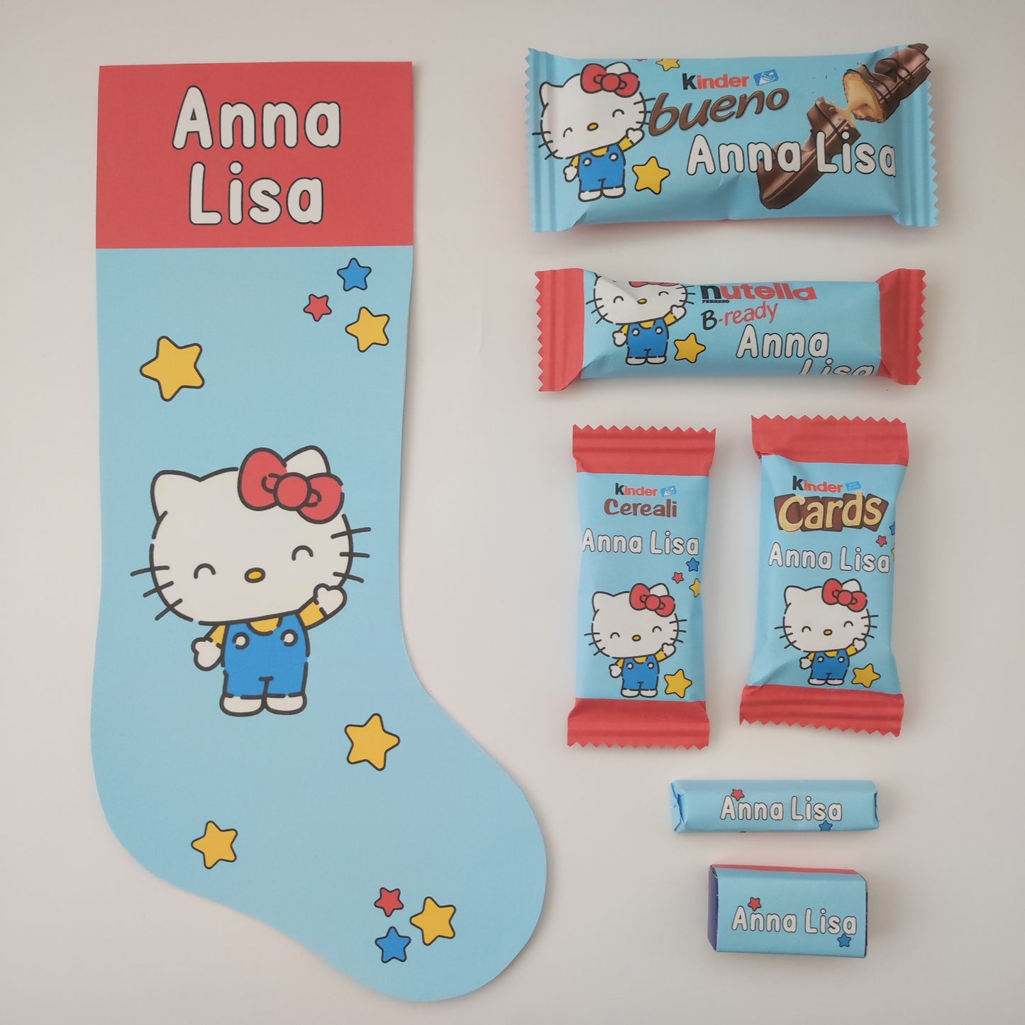 Calza della befana in carta con snack personalizzati