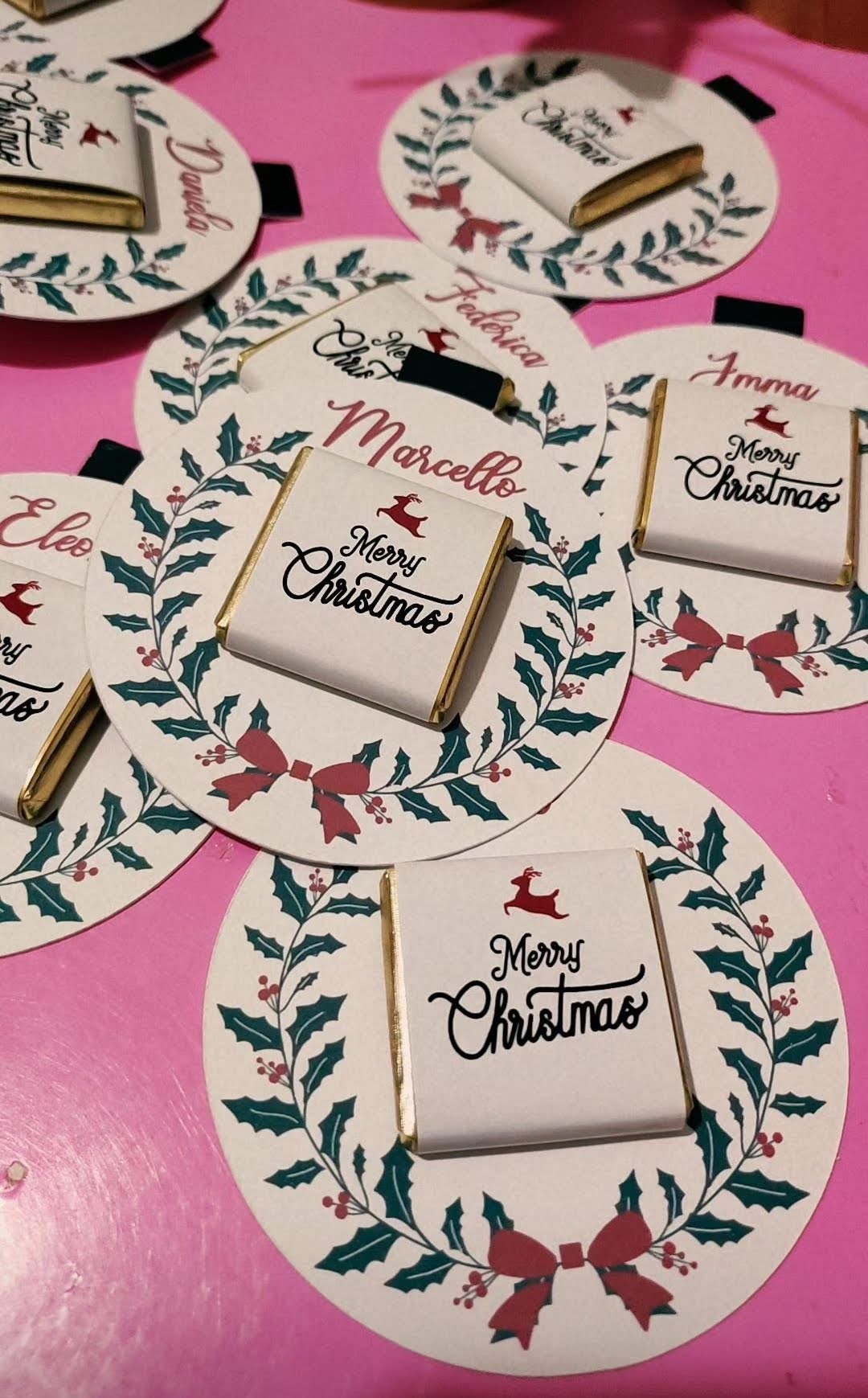 Cioccolatini personalizzati segnaposto a tema natalizio